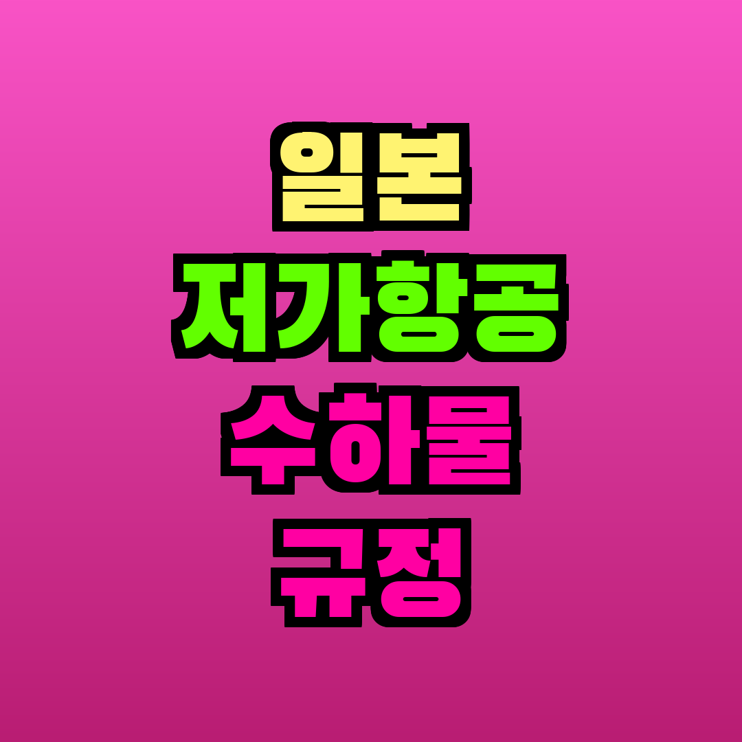 일본 저가항공 수하물 규정