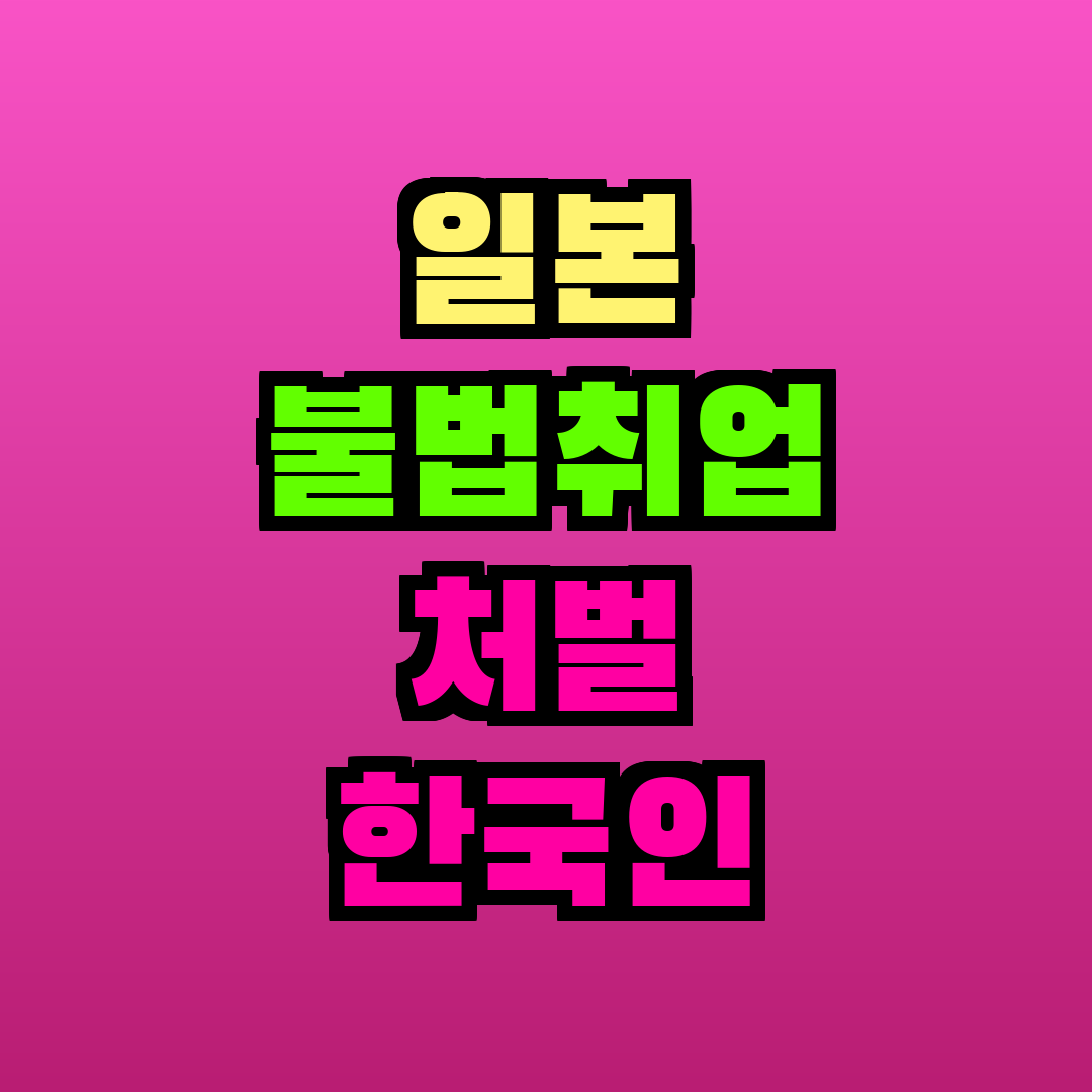 일본 불법취업 처벌 한국인
