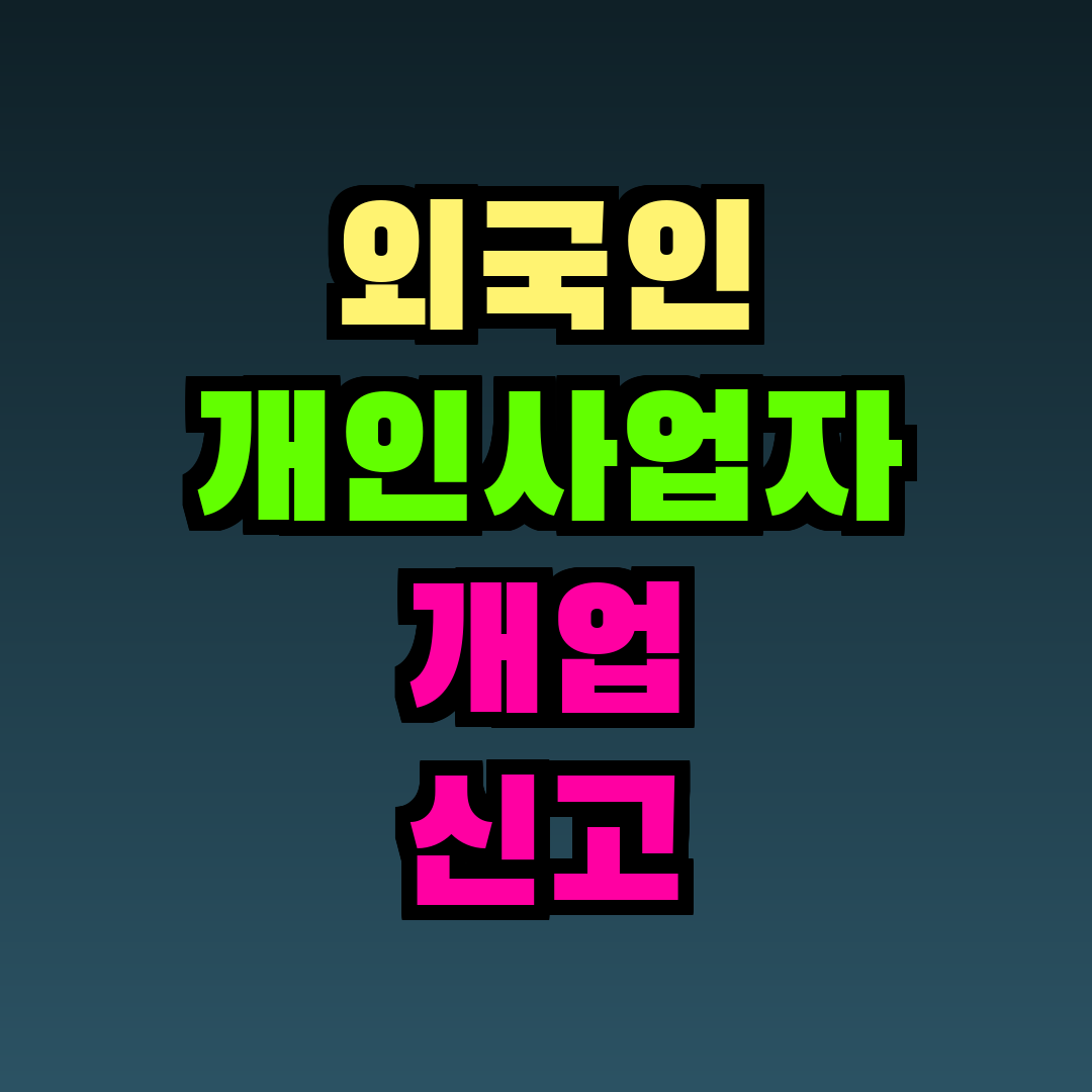 외국인 개인사업자 개업 신고