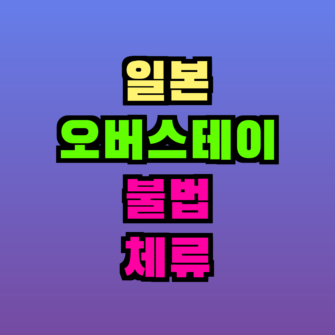 일본 오버스테이 불법 체류 처벌