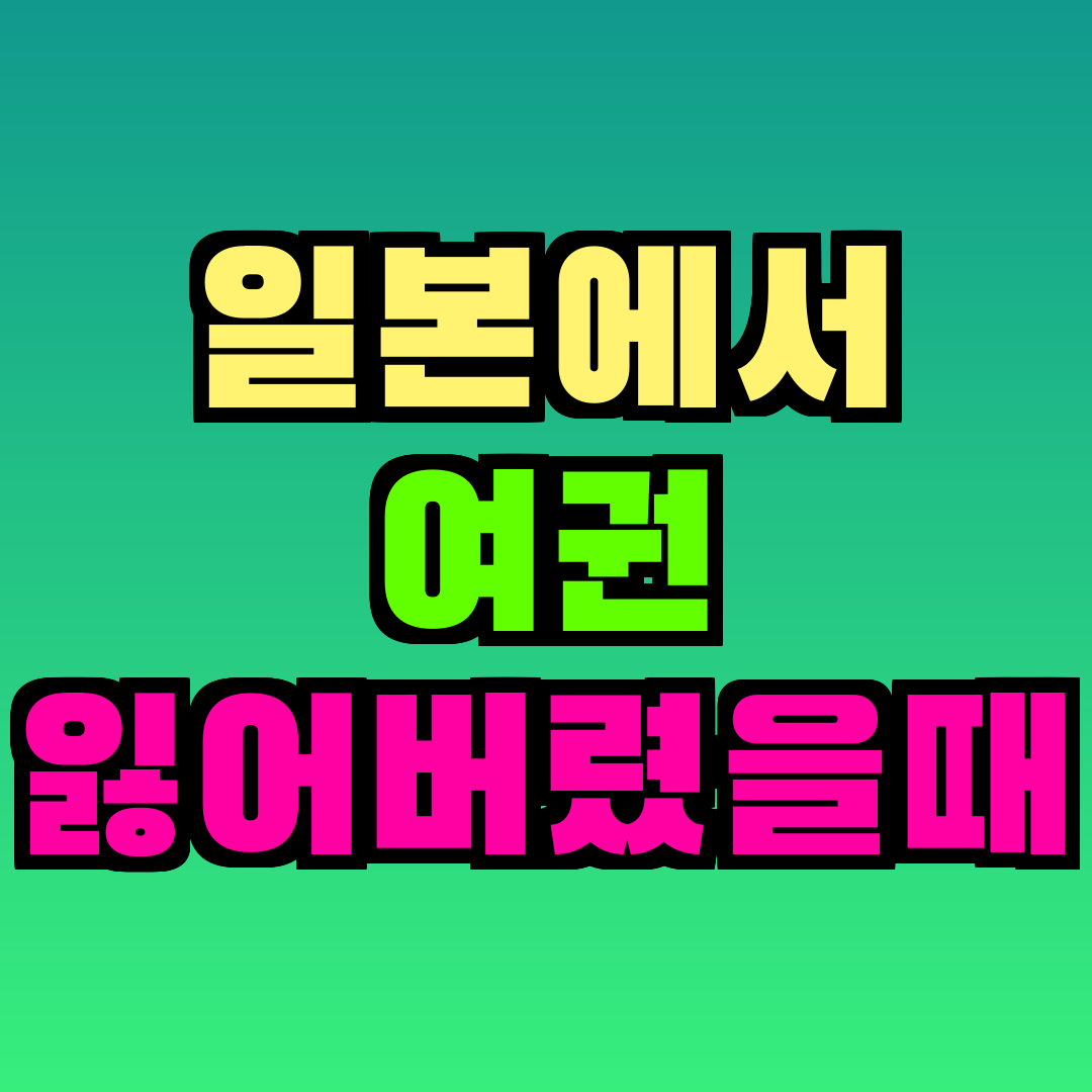 일본에서 여권 잃어버렸을때