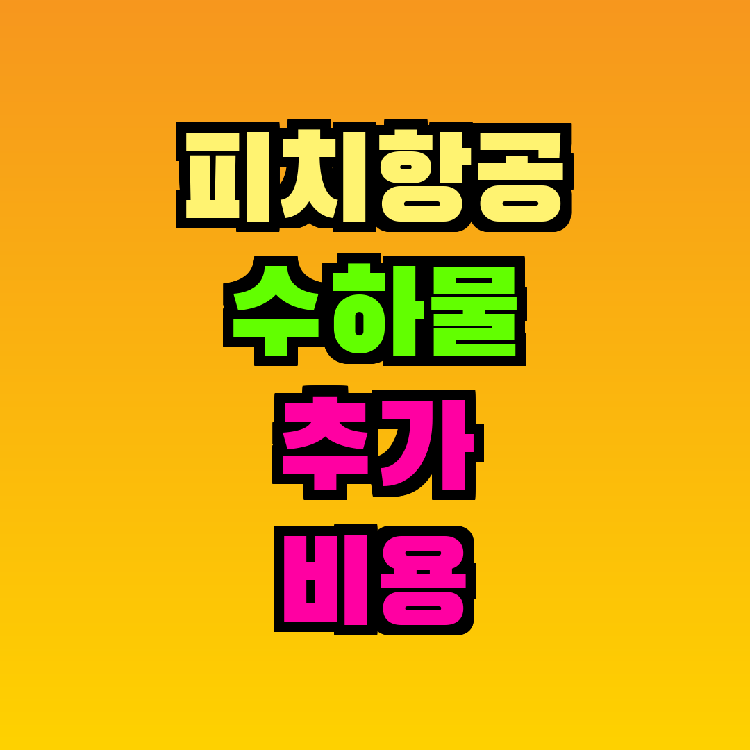 피치항공 수하물 추가 비용